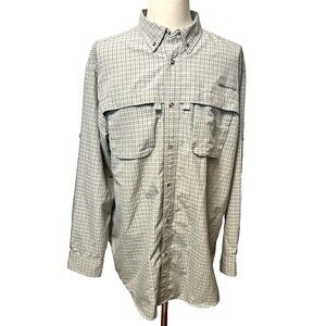 L.L.Bean Men's XL Tall Grey Plaid Vented Fishing Shirt Outdoorsman Long Sleeve